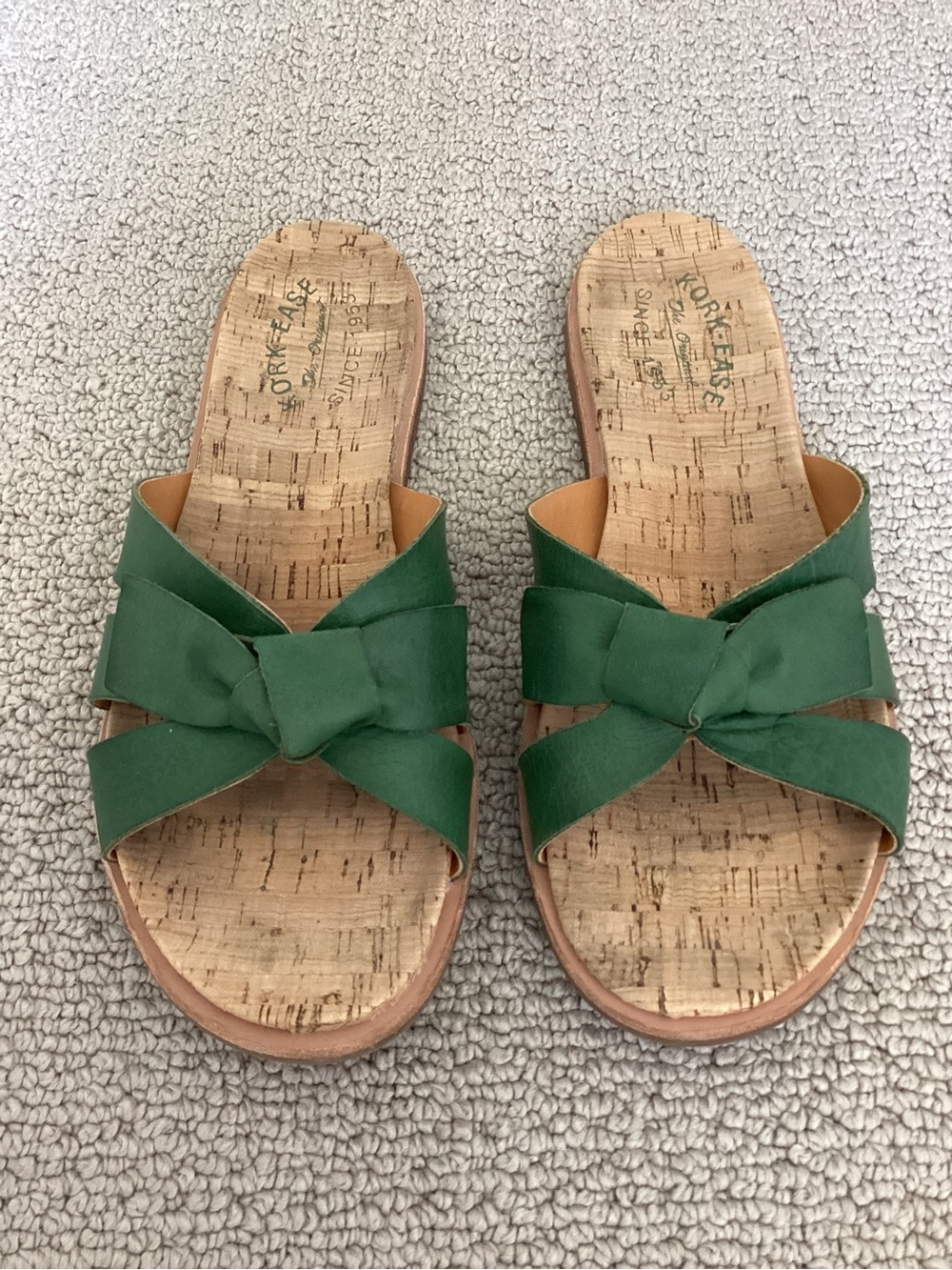 Kork-Ease Green Bow Slide Sandals